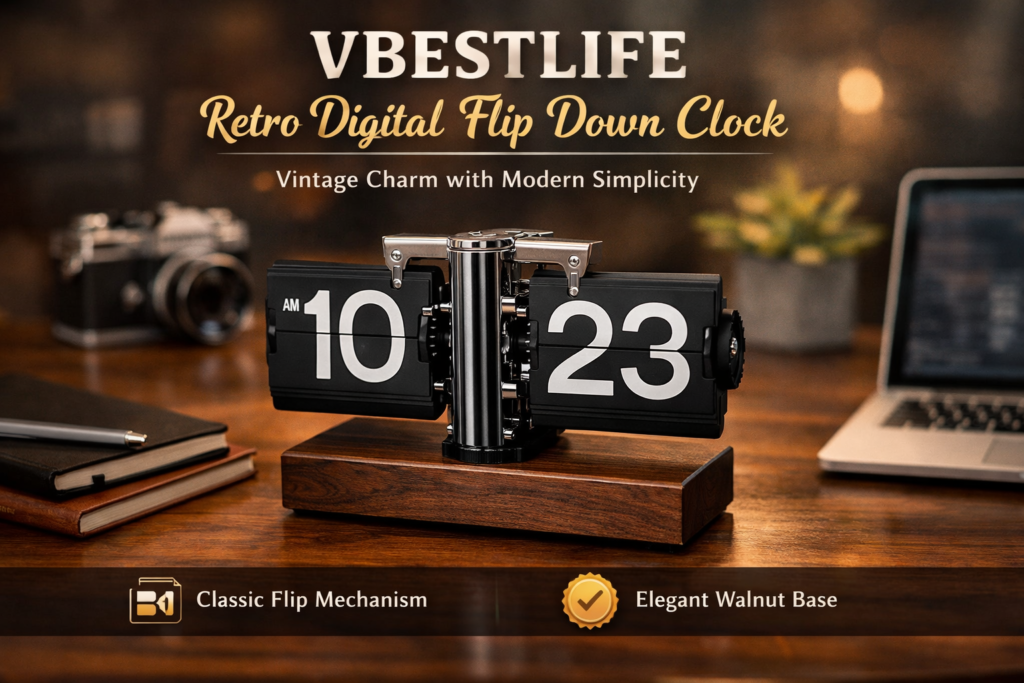 retro digital clock on polished desk