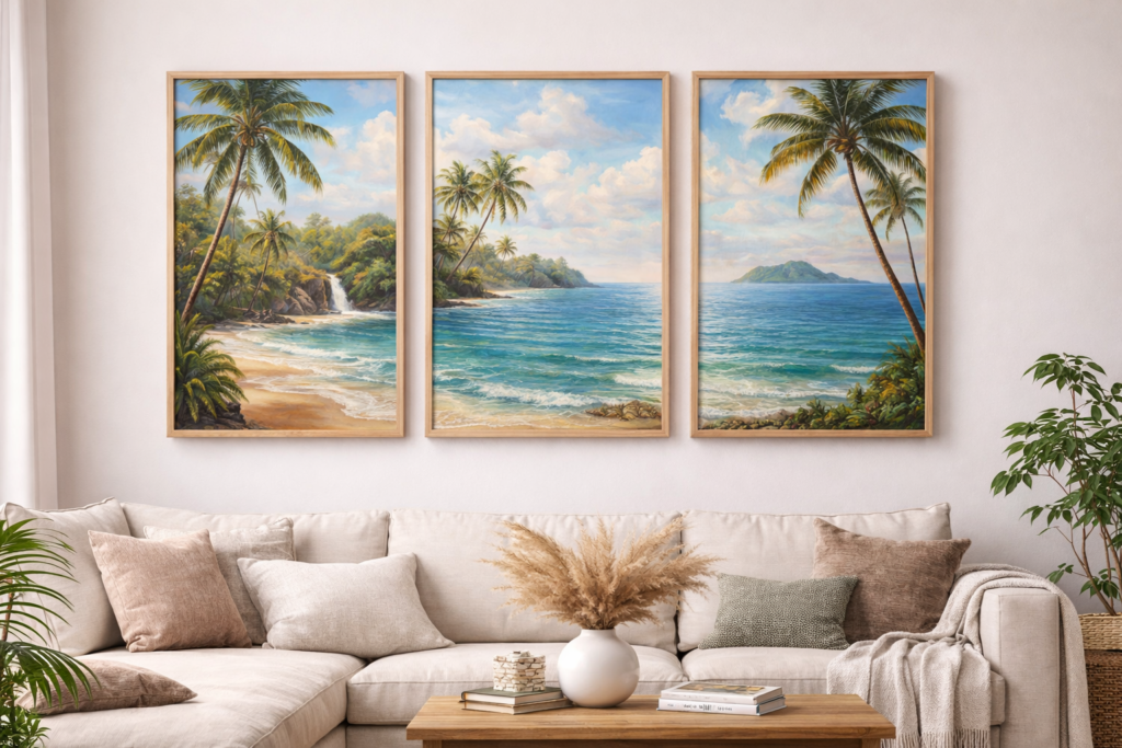tropical beach scenes on canvas